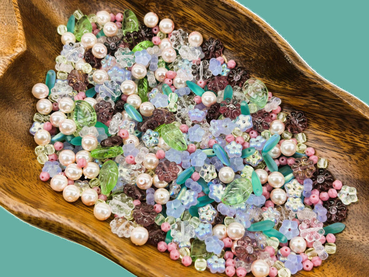 Limited Edition Czech Glass Petals & Pearls Bead Soup - 100 grams