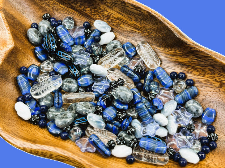 Limited Edition Czech Glass Midnight Porcelain Bead Soup - 100 grams