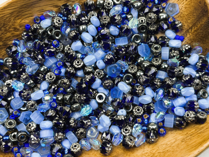Limited Edition Czech Glass Midnight Frost Bead Soup - 100 grams