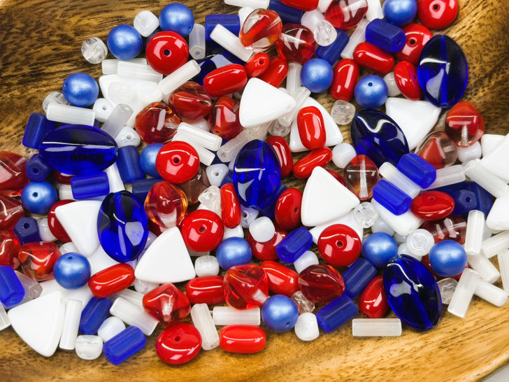 Limited Edition Czech Glass Star-Spangled Bead Soup - 100 grams