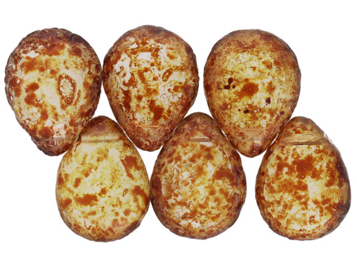 Czech Glass 12 x 16mm Crystal Stone Picasso Polished Drop Bead Strand by Starman