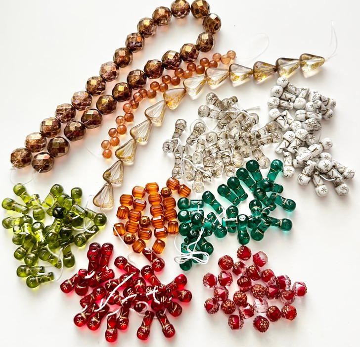 Vintage Czech Glass Bead Strand Assortment Packs Christmas Mix