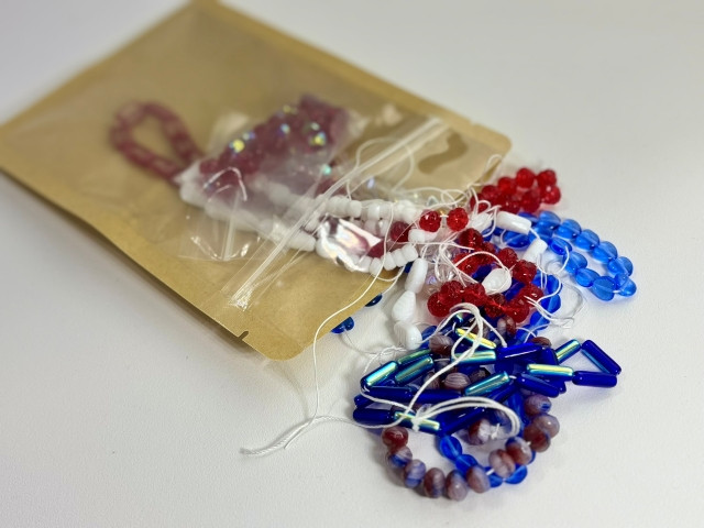 Vintage Czech Glass Bead Strand Assortment Packs 4th of July Mix