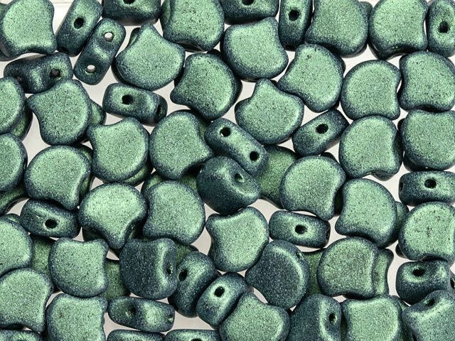 Matubo 2-Hole Metallic Suede Light Green Ginkgo Leaf Bead 2.5-Inch Tube