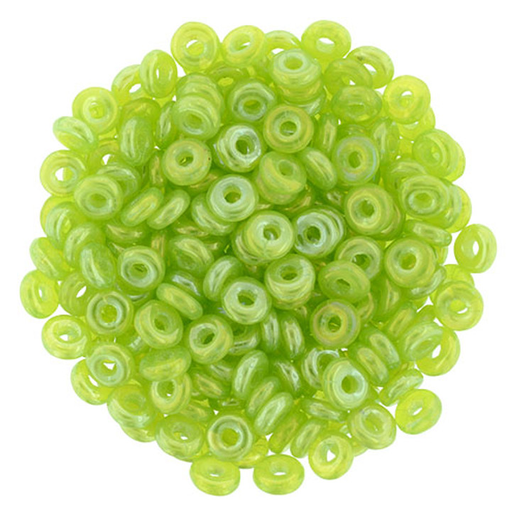 Ring Bead 4 x 1mm Tube 2.5" : Luster Iris - Milky Dk Peridot