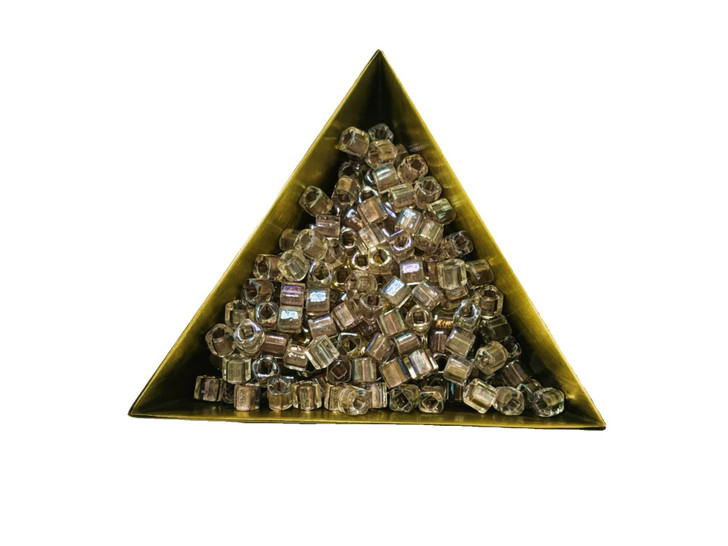 TOHO Bead Cube 4mm Inside-Color Rainbow Crystal/Rose-Lined - 5.5 Inch Tube