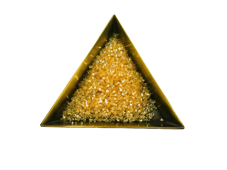 TOHO Bead Hexagon Size 15/0 Transparent-Rainbow Lt Topaz - 2.5 Inch Tube