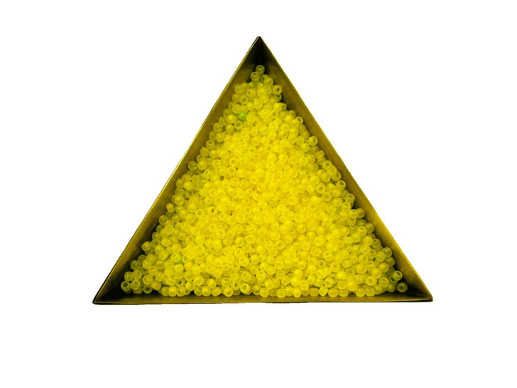 TOHO Bead Round Size 11/0 Transparent-Frosted Lemon - 5.5 Inch Tube