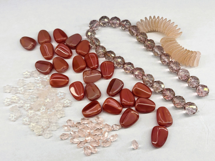 Vintage Czech Glass Bead Strand Assortment Packs Rosewood & Rosaline Mix