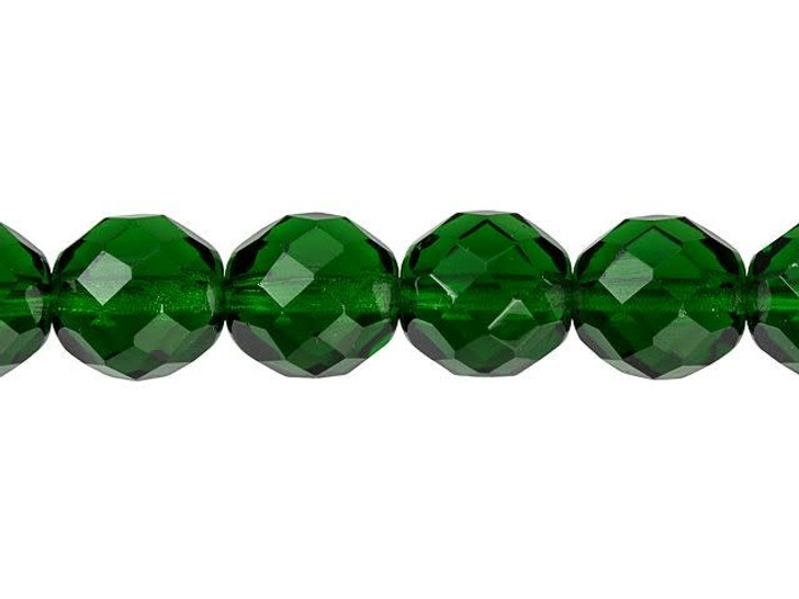 Czech Glass 12mm Green Emerald Fire-Polish Bead Strand by Starman