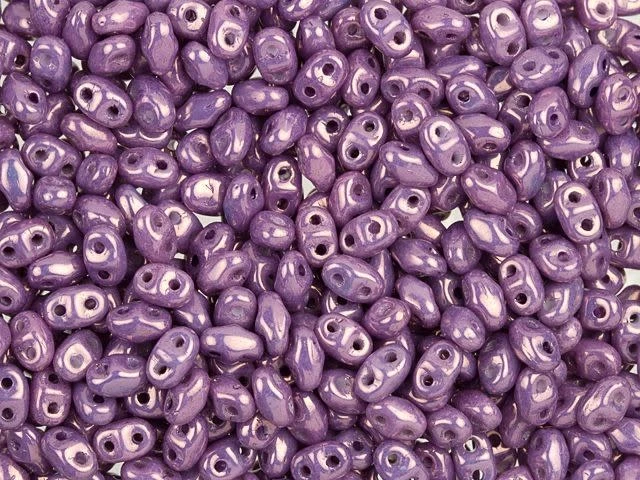 Matubo MiniDuo 2 x 4mm Opaque Amethyst Luster 2-Hole Czech Beads 2.5-Inch Tube
