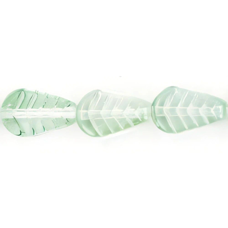 Vintage Style Leaves 12 x 8mm : Luster - Green/Crystal (25pcs)