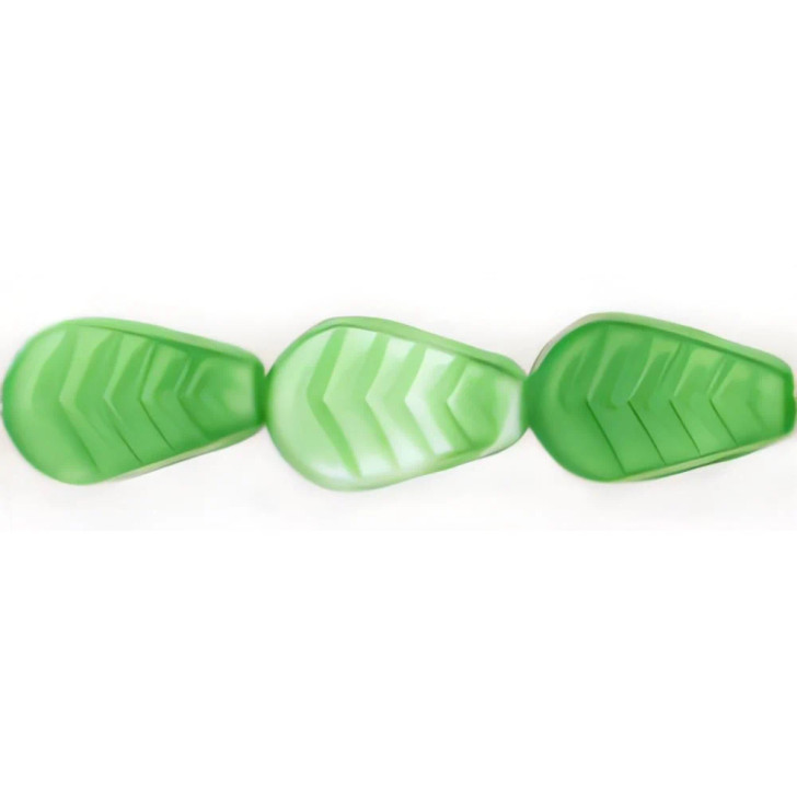 Vintage Style Leaves 12 x 8mm : Opaque Green/White (25pcs)