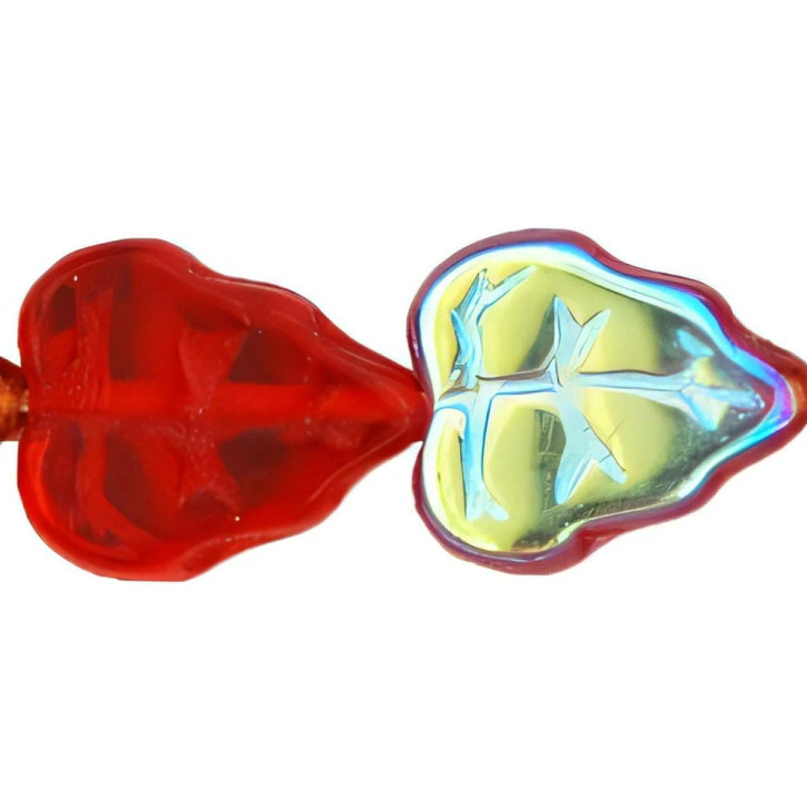 Leaves 10 x 8mm Vertical Hole : Siam Ruby AB (25pcs)