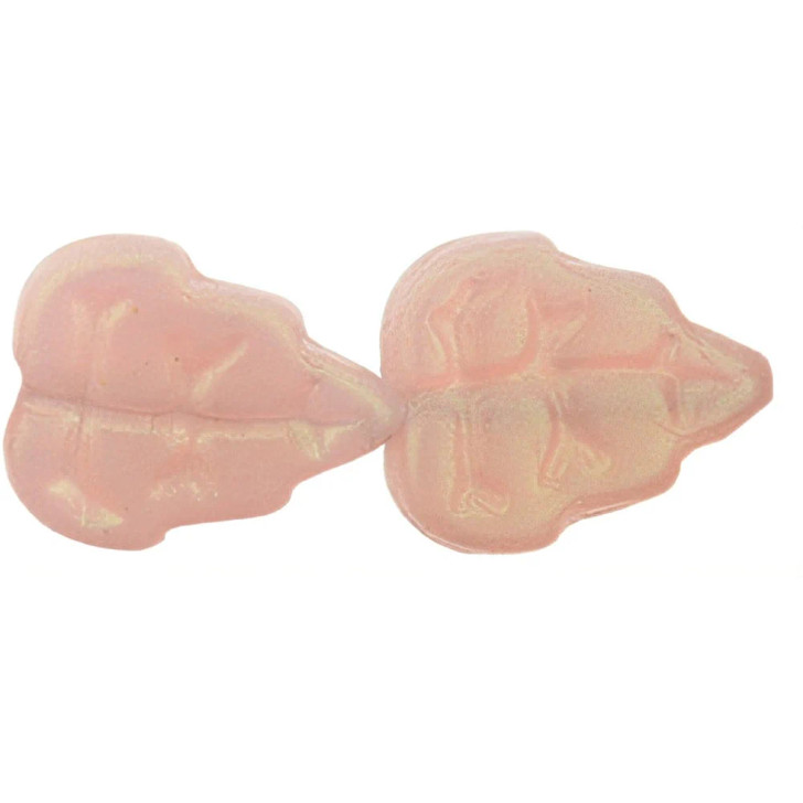 Leaves 10 x 8mm Vertical Hole : Aqua Glow - Milky Pink (25pcs)