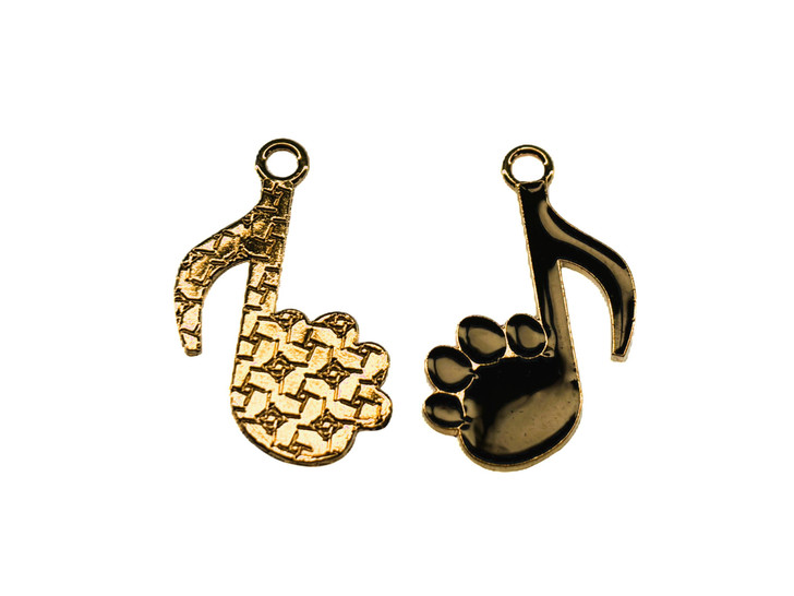 Black Paw Print Musical Note Enamel Charm