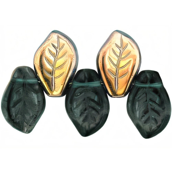 Leaves 14 x 9mm: Bronze - Montana Blue (25pcs)