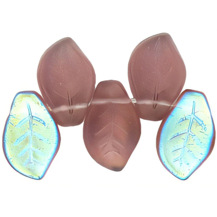 Leaves 14 x 9mm : Matte - Med Amethyst AB (25pcs)