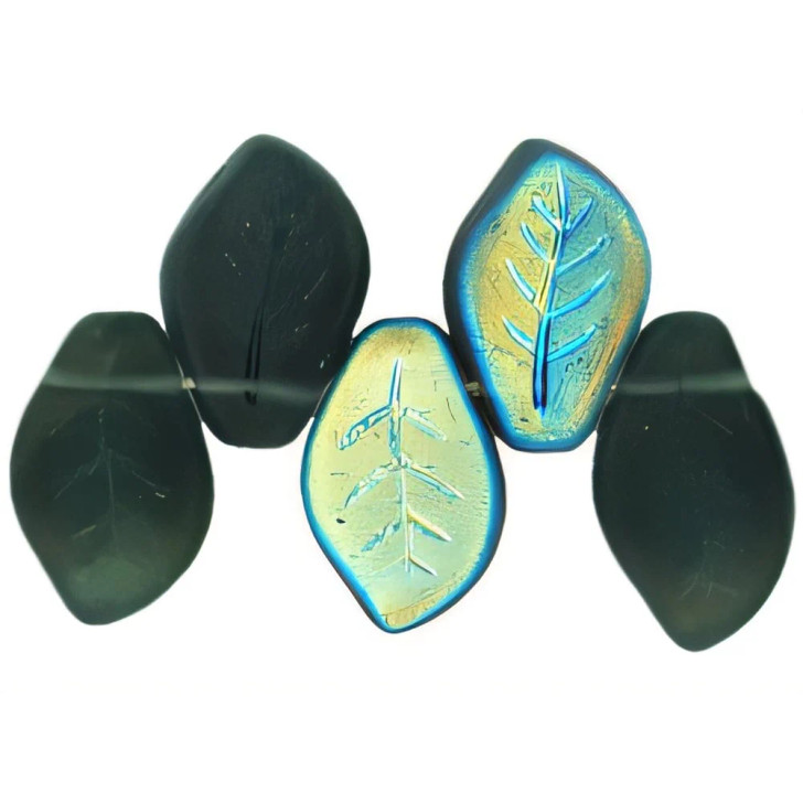 Leaves 14 x 9mm : Matte - Montana Blue AB (25pcs)