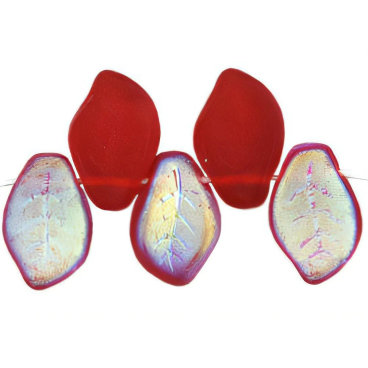 Leaves 14 x 9mm : Matte - Siam Ruby AB (25pcs)