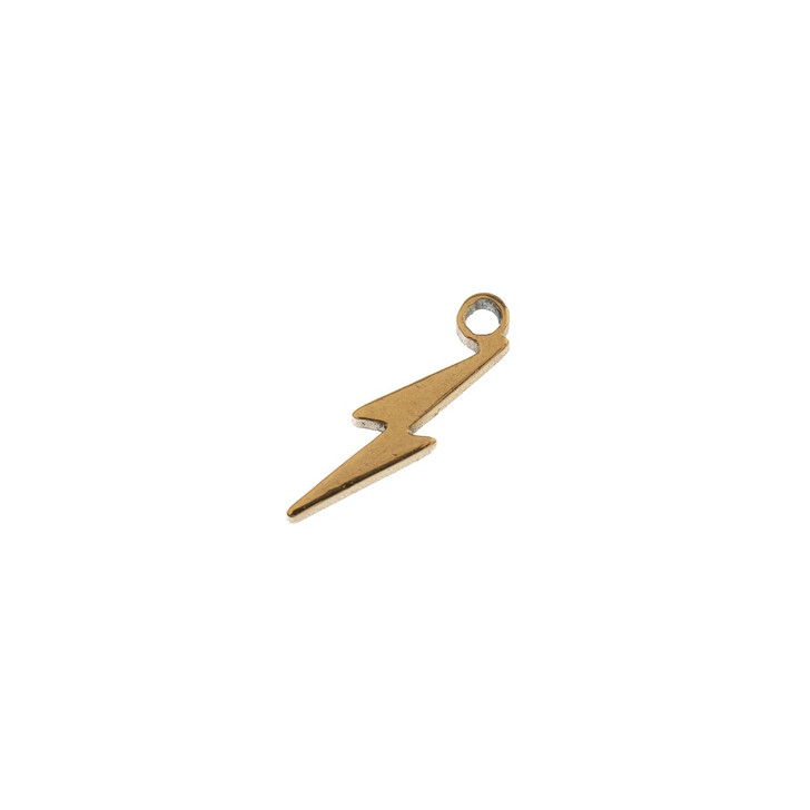 3.2x10.1mm Sweet & Petite Lightning Bolt Charm – Gold Plated Stainless Steel