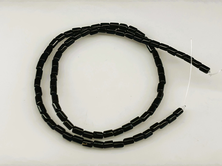 Black Stone Beads, Tube, 3x5mm (strand)