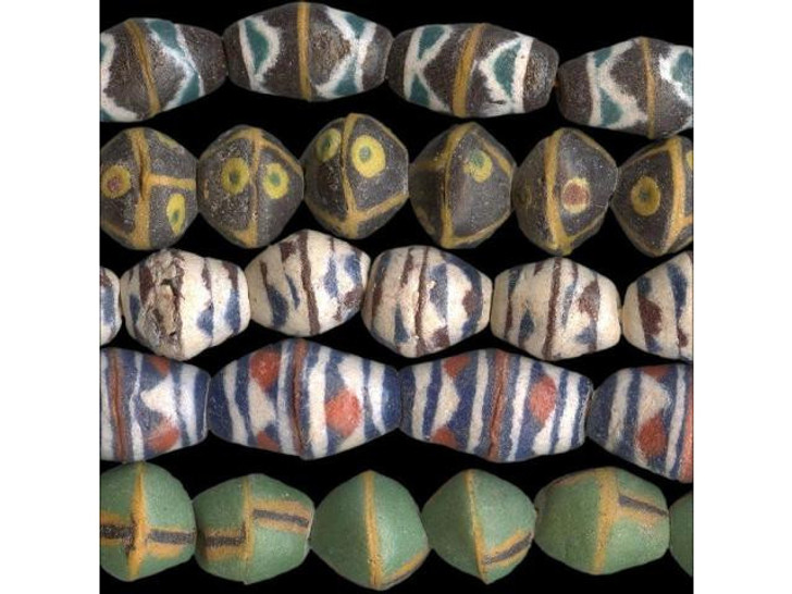 Trade Beads, Powder Glass, Large Bicone, Random (strand)