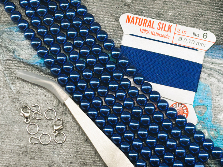 Royal Blue Necklace & Bracelet Pearl Knotting Kit