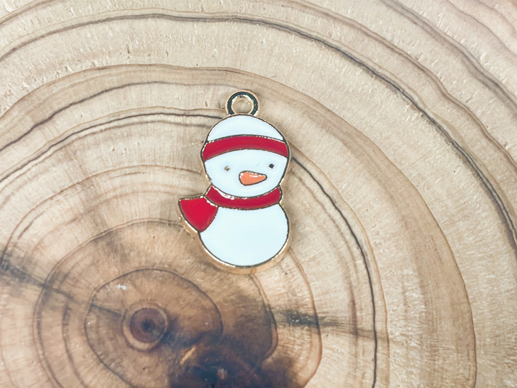 Snowman Alloy Enamel Charm - 20mm