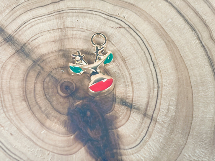 Christmas Reindeer Enamel Alloy Charm - 17mm
