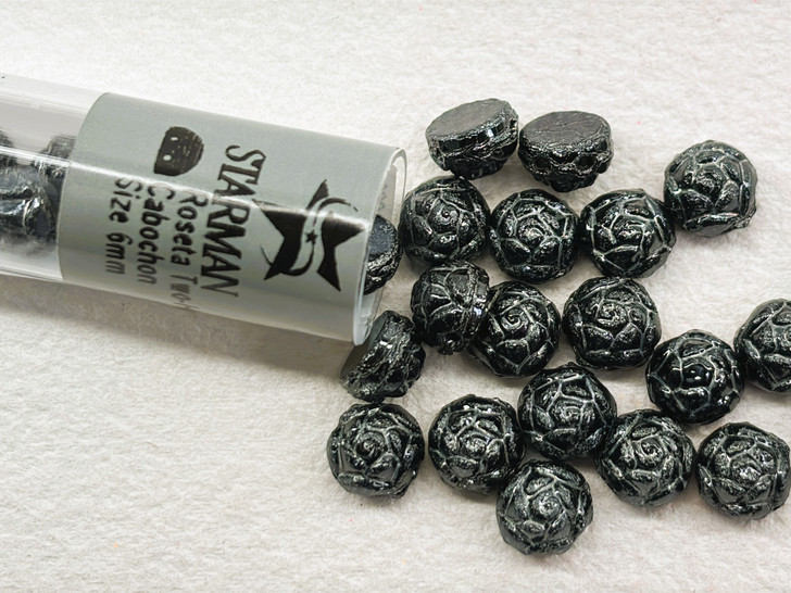 Hematite 6mm Two-Hole Roseta Bead 2.5-Inch Tube