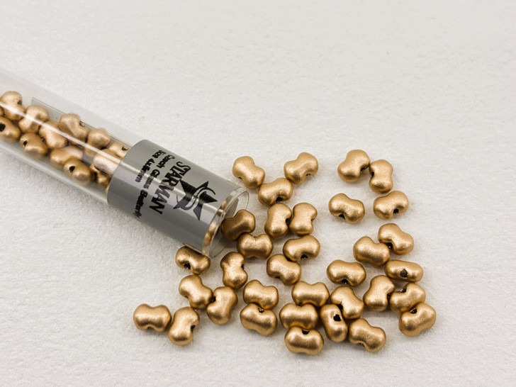 Czech Glass Butterfly Bead, One-Hole, 4x6mm, Tube 2.5" : Matte - Metallic Flax