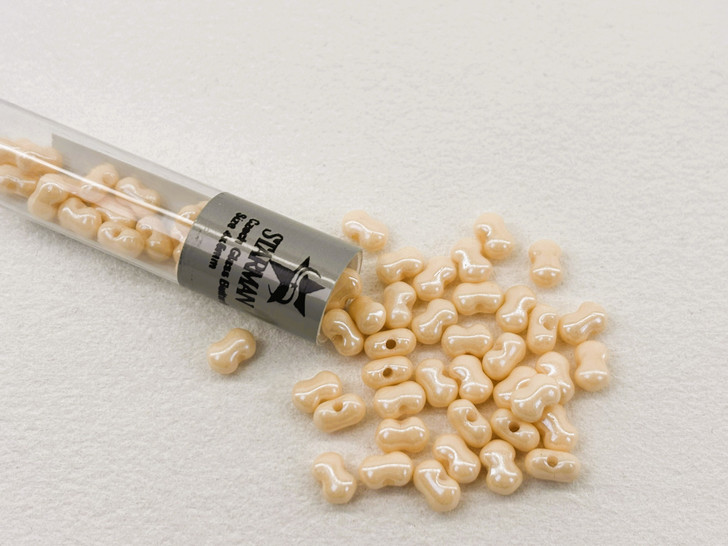 Czech Glass Butterfly Bead, One-Hole, 4x6mm, Tube 2.5" : Luster - Opaque Champagne