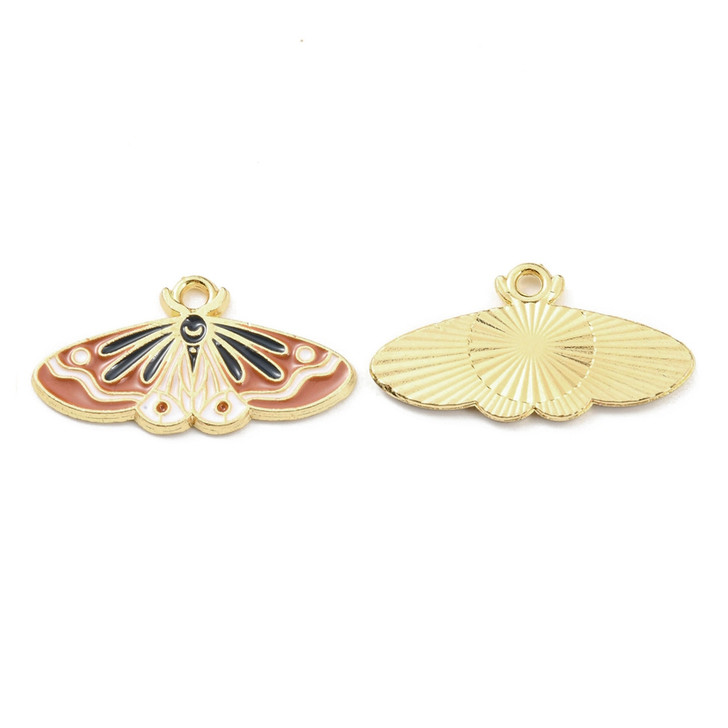Gold Enamel Moth Charm, Peruvian, 28mm