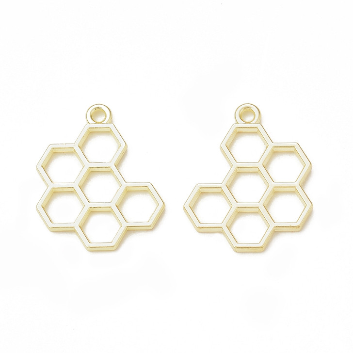Light Gold Honeycomb Charm, 21mm