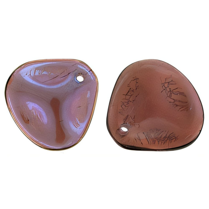 Czech Glass 14 x 13mm Twilight - Siam Ruby Rose Petal Bead Strand (25pcs)