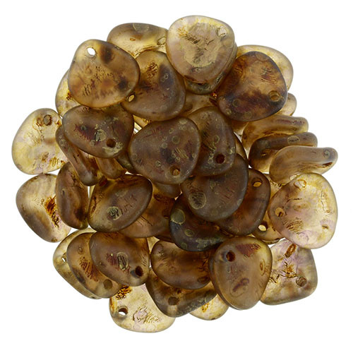 Czech Glass 8 x 7mm Rosaline - Copper Picasso Rose Petal Bead Strand (50pcs)