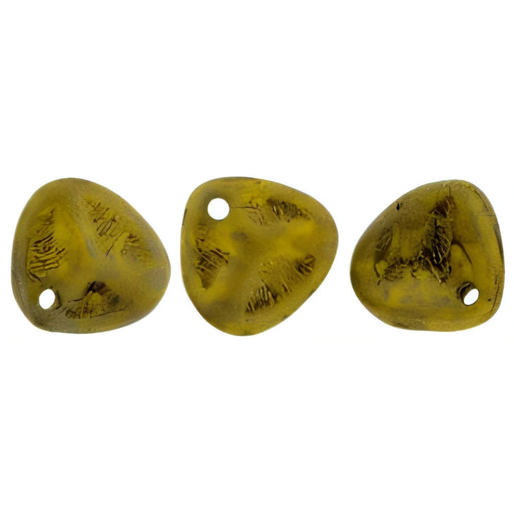 Czech Glass 8 x 7mm Opaque Yellow - Copper Picasso Rose Petal Bead Strand (50pcs)
