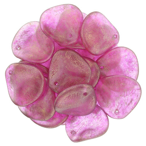 Czech Glass 14 x 13mm Halo - Madder Rose Rose Petal Bead Strand (25pcs)