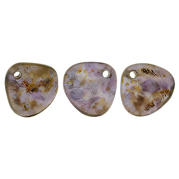 Czech Glass 8 x 7mm Tanzanite - Copper Picasso Rose Petal Bead Strand (50pcs)