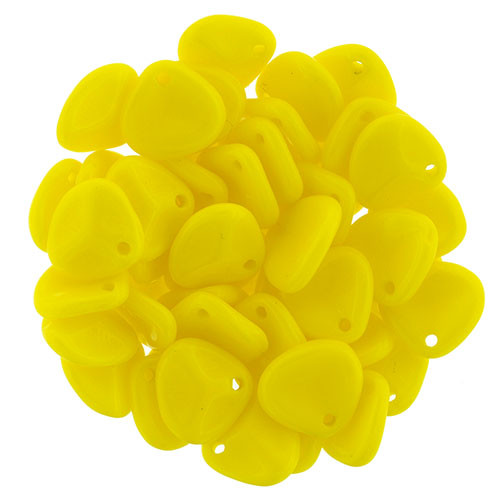 Czech Glass 8 x 7mm Opaque Yellow Rose Petal Bead Strand (50pcs)