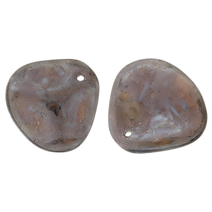 Czech Glass 14 x 13mm Luster - Stone Topaz/Milky Amethyst Rose Petal Bead Strand (25pcs)