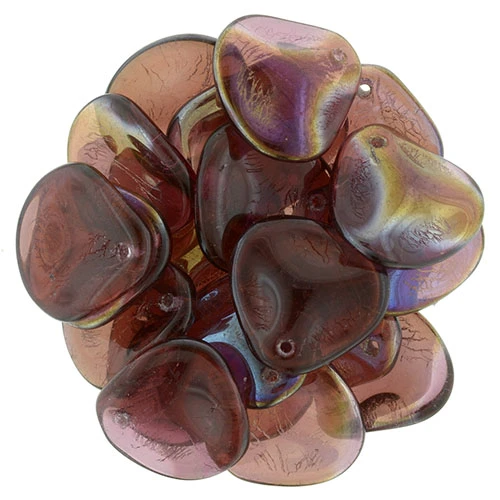 Czech Glass 14 x 13mm Twilight - Fuchsia Rose Petal Bead Strand (25pcs)