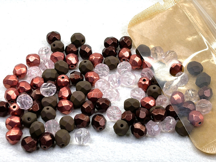 Artbeads Designer Rosewood Blush 6mm Fire-Polish Blend