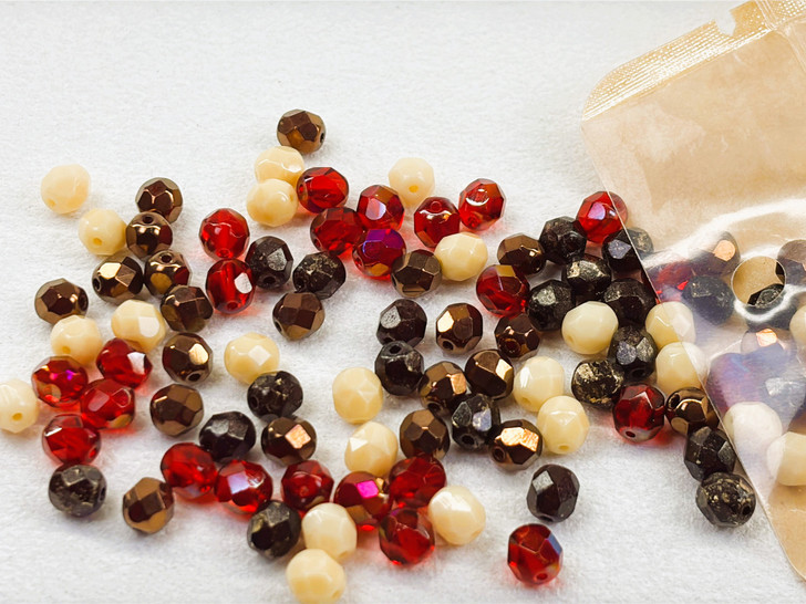 Artbeads Designer Raspberry Cream Truffle 6mm Fire-Polish Blend