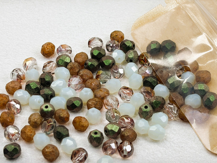 Artbeads Designer Moss Agate 6mm Fire-Polish Blend