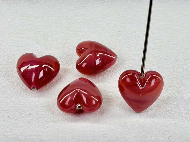 Lamp Work Satin Swirl Mauve Heart - 18mm