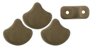 Matubo 2-Hole Saturated Khaki Green Ginkgo Leaf Bead 2.5-Inch Tube