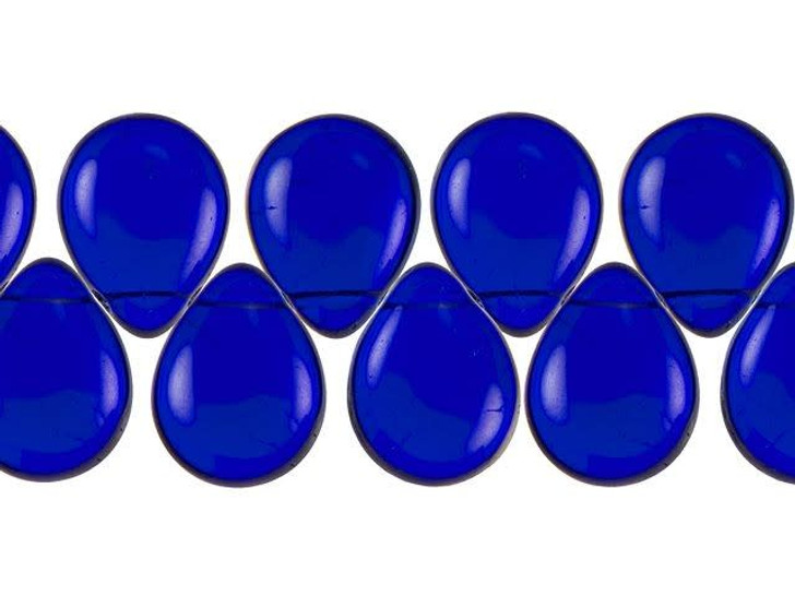 Czech Glass 16mm Cobalt Pear-Shaped Drop Bead Strand by Starman