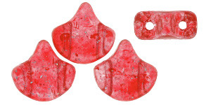 Matubo 2-Hole Stardance Scarlet Coral Ginkgo Leaf Bead 2.5-Inch Tube